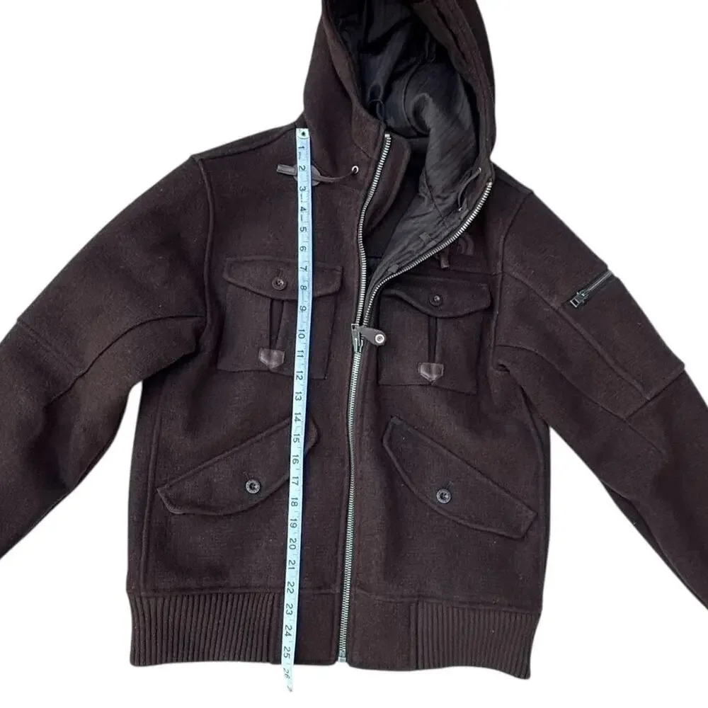 The North Face Buckeye Bomber Jacket Men's Size S Brown Wool Hooded